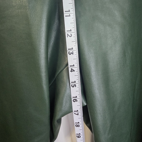 Women's Green Faux Leather Pants - Picture 4 of 9